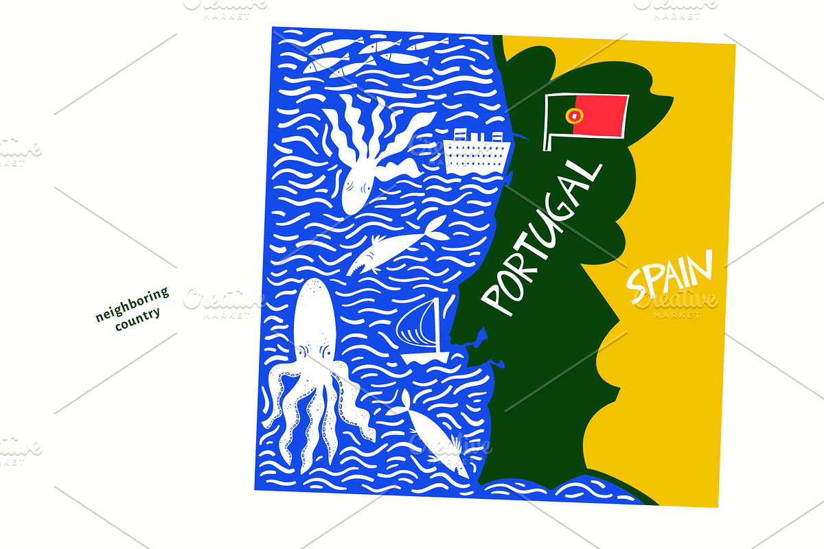 Portugal. Hand Drawn Maps With Names, an Education Illustration by Lubov Illustrations Shop (Photo 7 of 7)