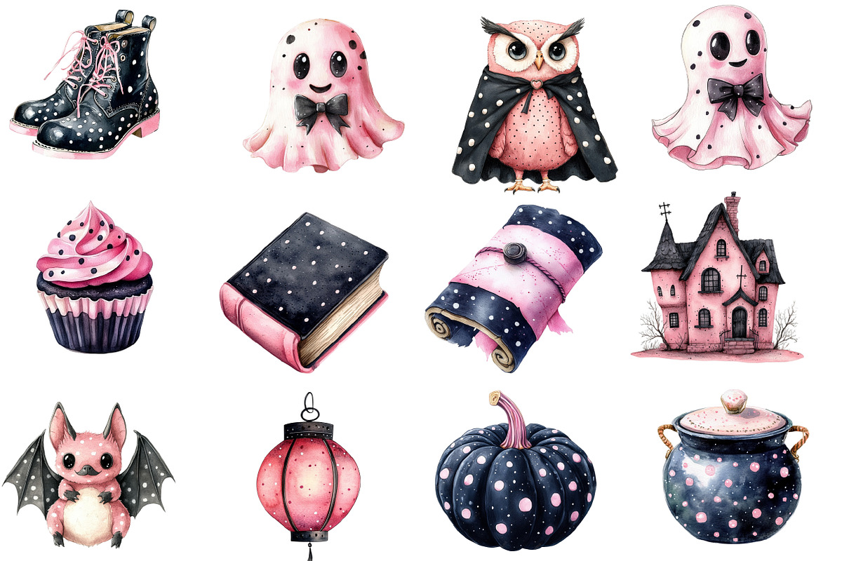 Black Pink Halloween Clipart, an Illustration by Designworld (Photo 3 of 5)