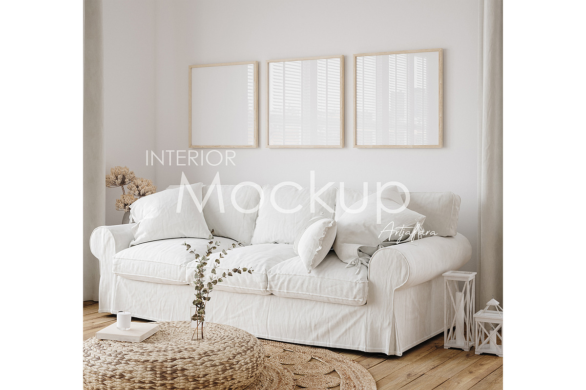 Frame mockup in home interior, a Print Template by Artjafara