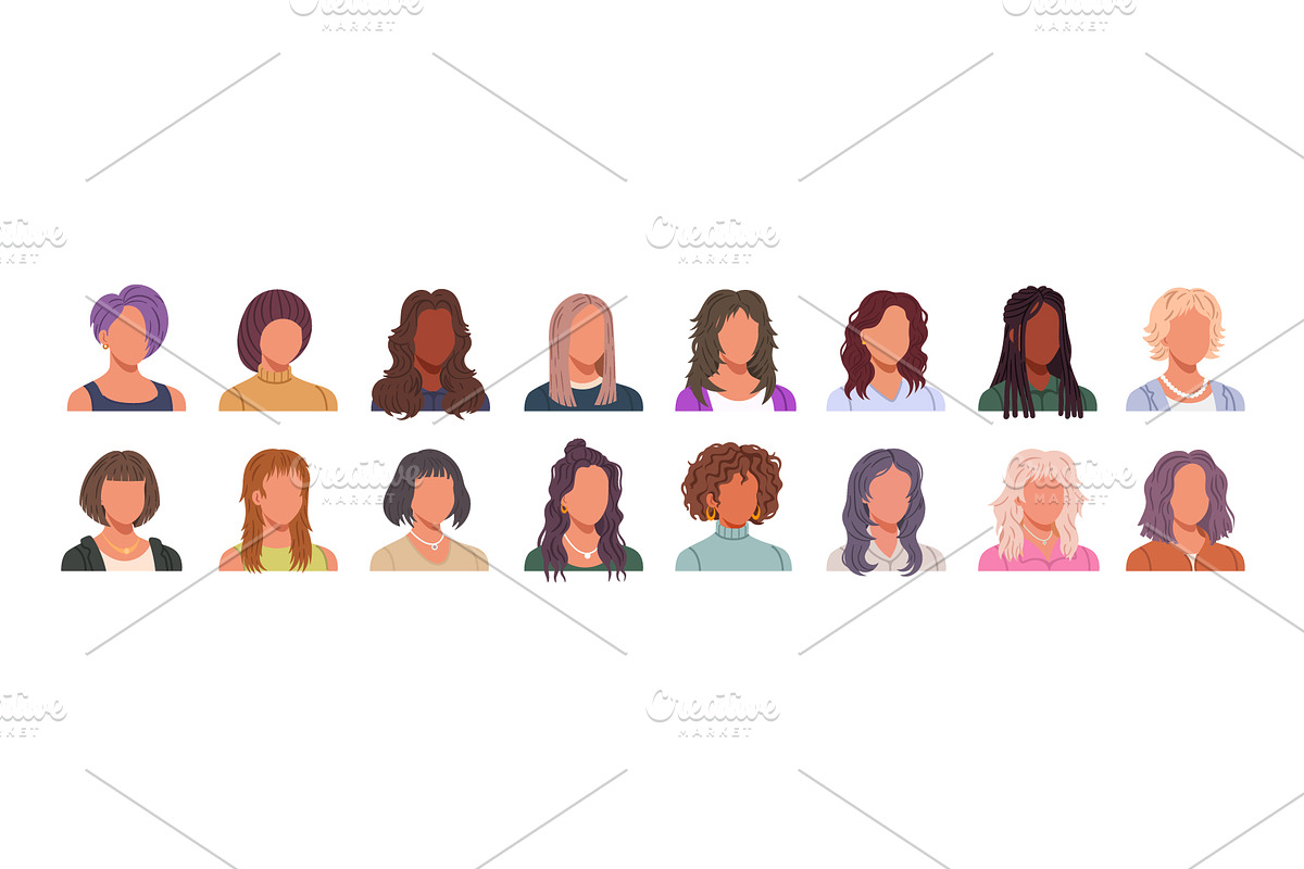 Collection of faceless female avatar, a Person Illustration by Yayasya (Photo 1 of 3)