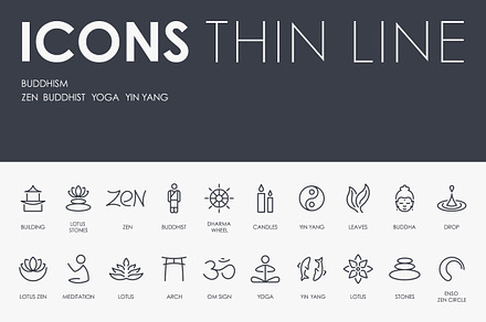 Buddhism thinline icons, an Outline Icon by Palau
