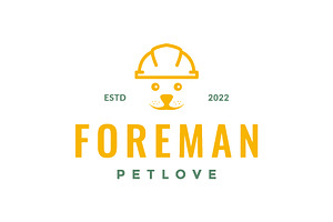 cute pets dog foreman helmet logo, a Branding & Logo Template by devastd