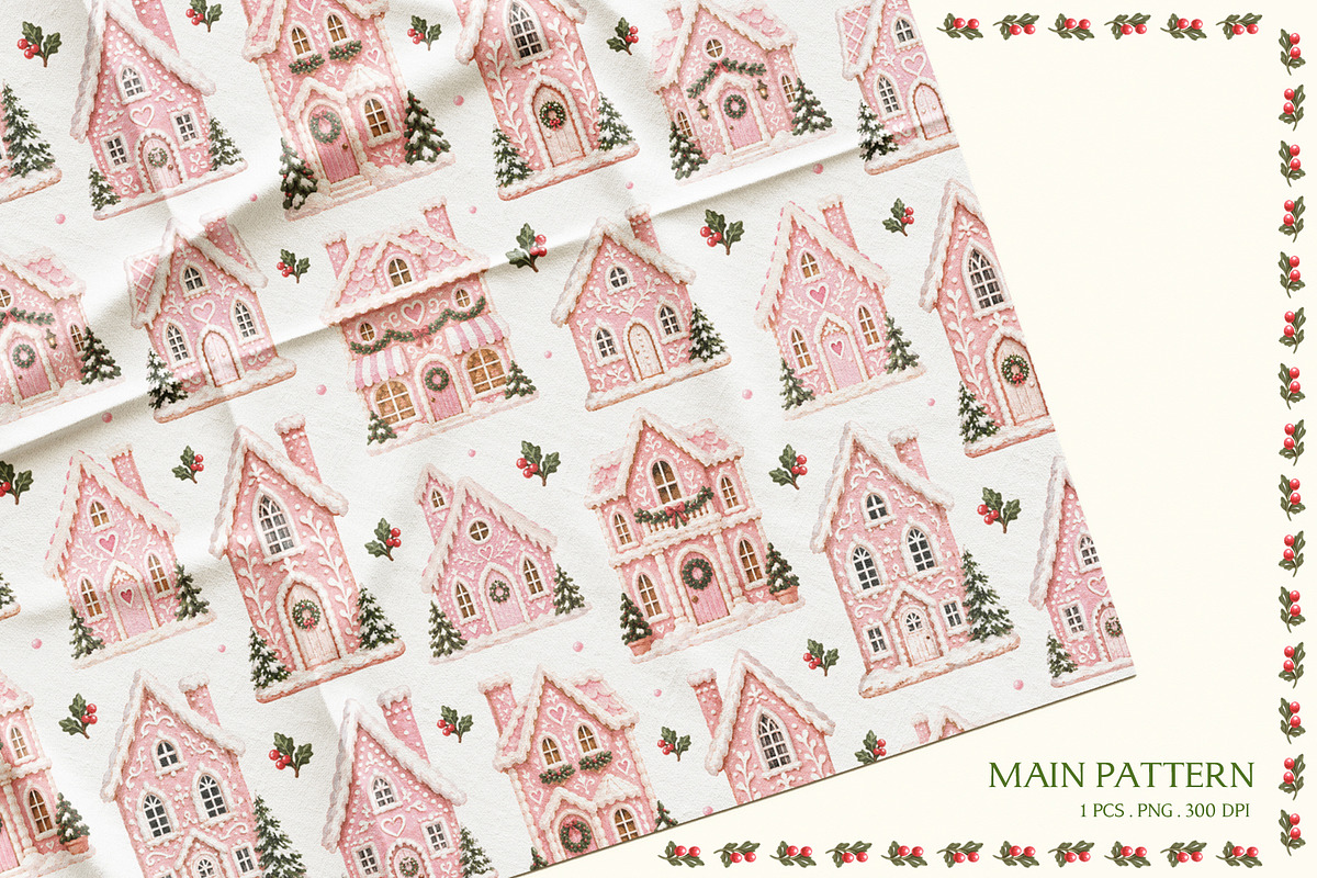 Pink Gingerbread Seamless Patterns, a Pattern Graphic by Euonia Meraki (Photo 2 of 11)