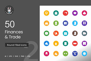 Finances & Trade Flat Round Icons, an Icon by IconBunny