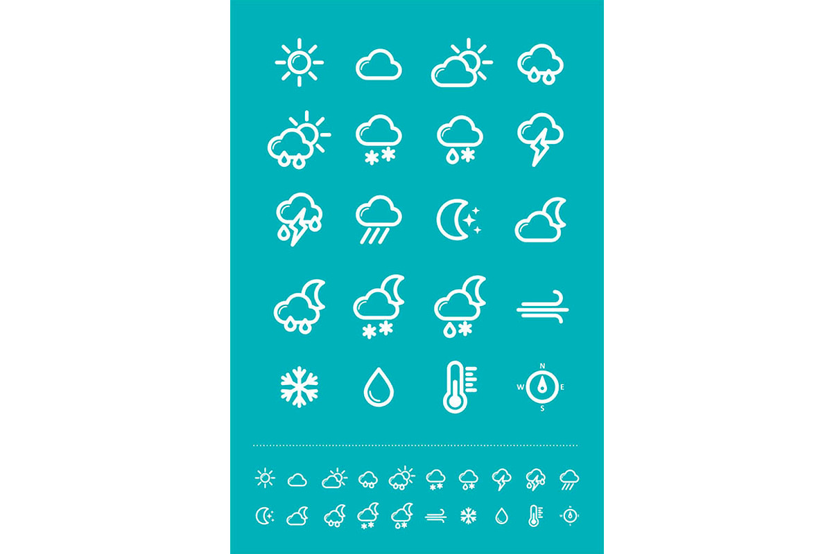 Meteorology Weather flat icons set, an Icon by Nasik-Nosik