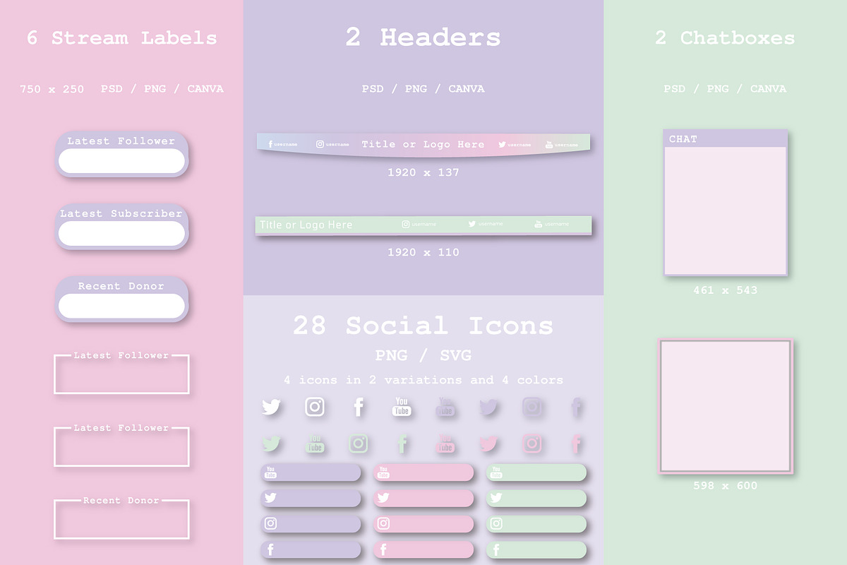 Streaming: Iridescent Galaxy Kit, a Social Media Template by Liseno Designs (Photo 7 of 9)