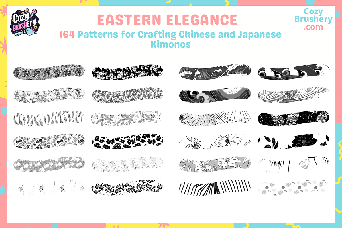 Procreate Japanese Kimono Brushes, a Brush Add-On by Cozy Brushery (Photo 2 of 5)