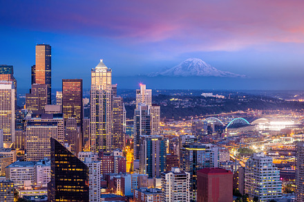 Seattle skyline sunset, an Architecture Photo by f11photo