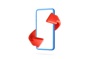 3D Smartphone with Red Sync Arrows, a Finance Illustration by ModVector