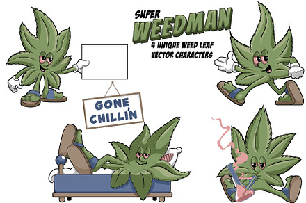 Super Weedman 4 unique weed mascots