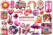 Pink Groovy Summer Clipart, an Illustration by Dream Creation (Thumbnail 1 of 4)