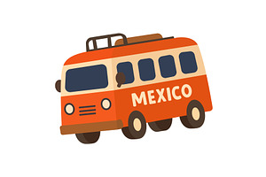 Red tourist bus. Cartoon vector, an Object Illustration by GraphiShop
