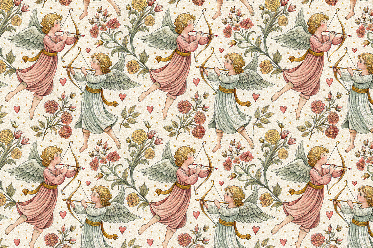 Angels and Vintage Flowers., a Pattern Graphic by Designs by Helen Trupak (Photo 10 of 14)