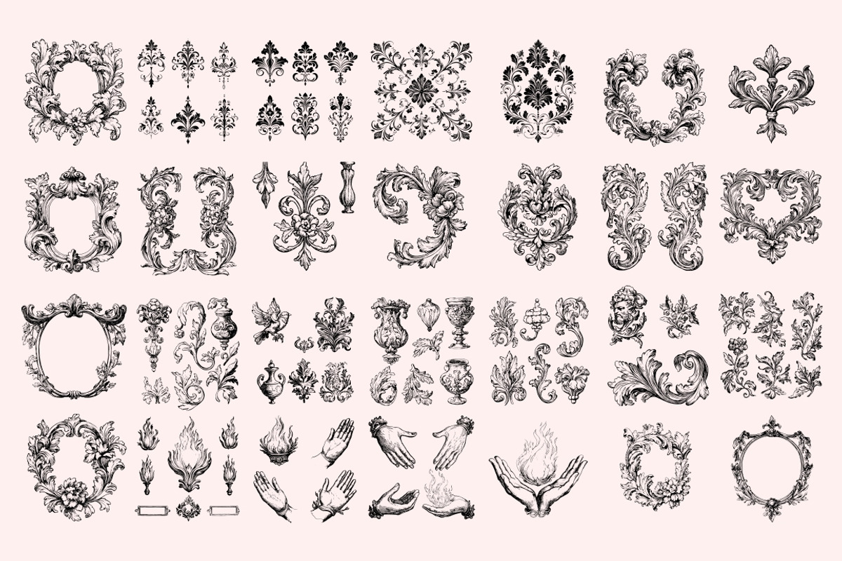 300 Baroque Wedding elements, a Decorative Illustration by Nocturnal Wolf (Photo 5 of 14)