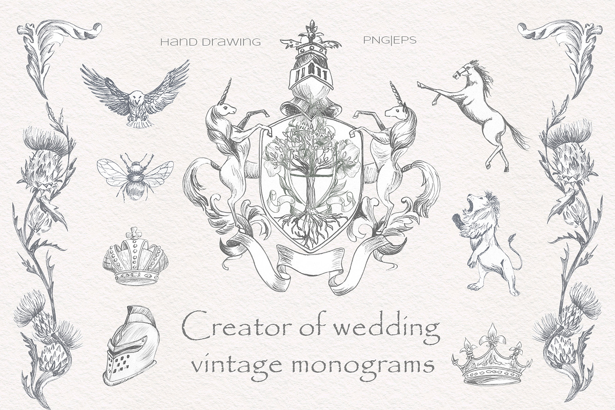 Creator of wedding vintage monograms, an Illustration by Love Watercolor Store (Photo 1 of 9)