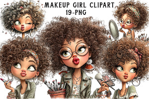Makeup girl clipart, an Illustration by Libby Wishes