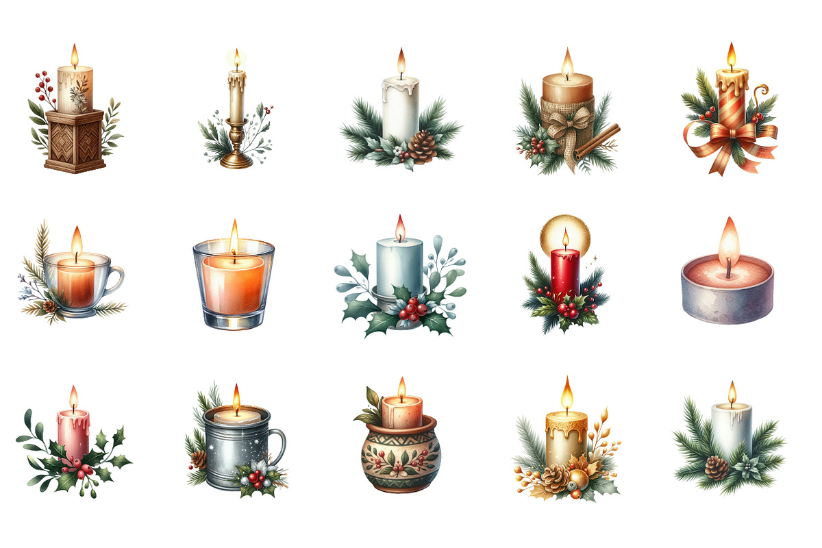 Warm Winter Candle Christmas Clipart, an Illustration by Designking (Photo 2 of 5)
