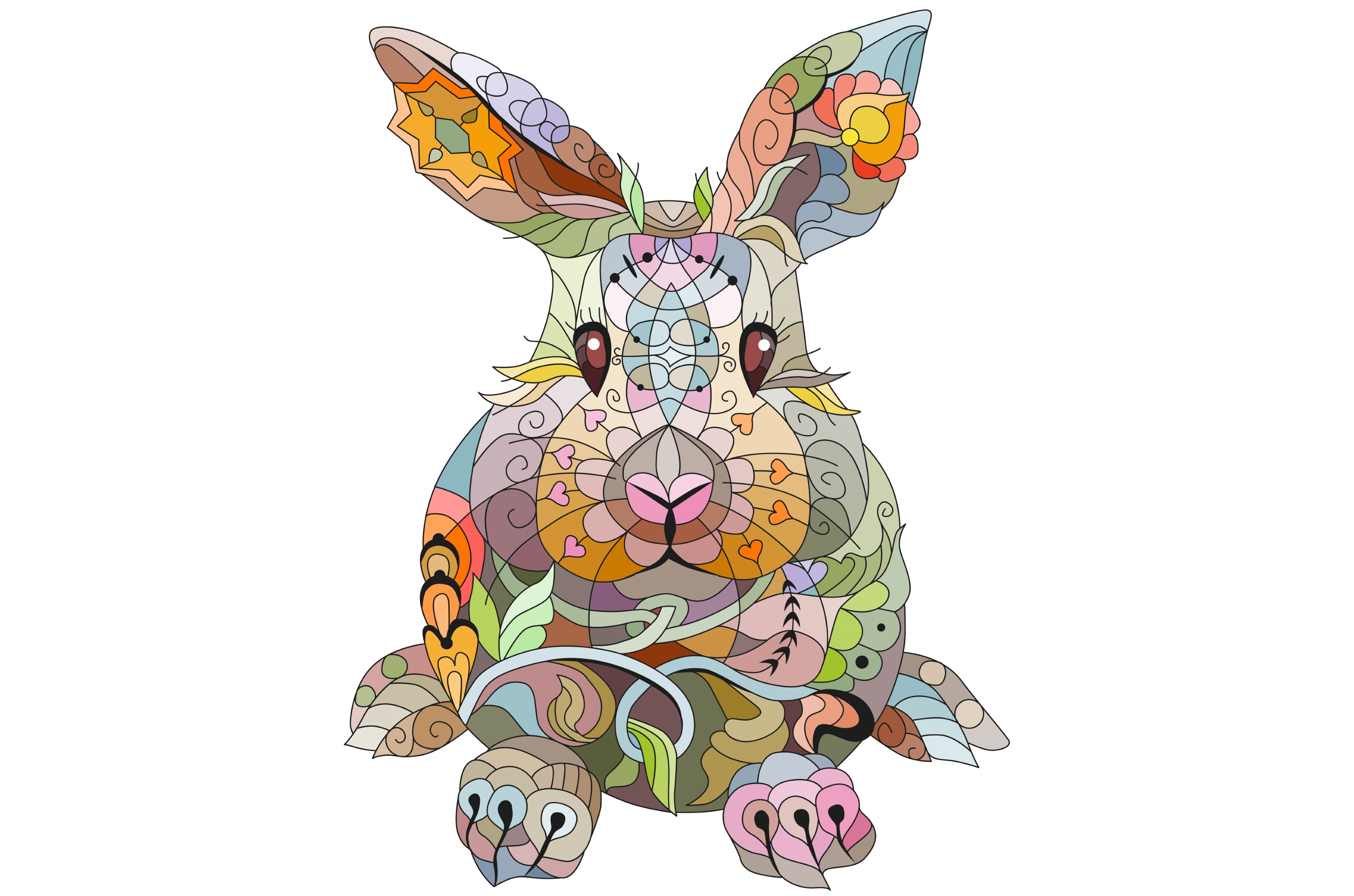 Spring rabbit coloring page for, an Animal Illustration by Watercolor ...