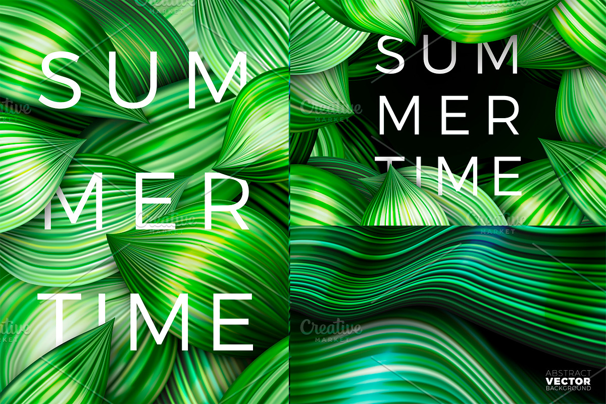 Summer Leaves Abstract Banners Set, a Decorative Illustration by Tashal (Photo 3 of 5)