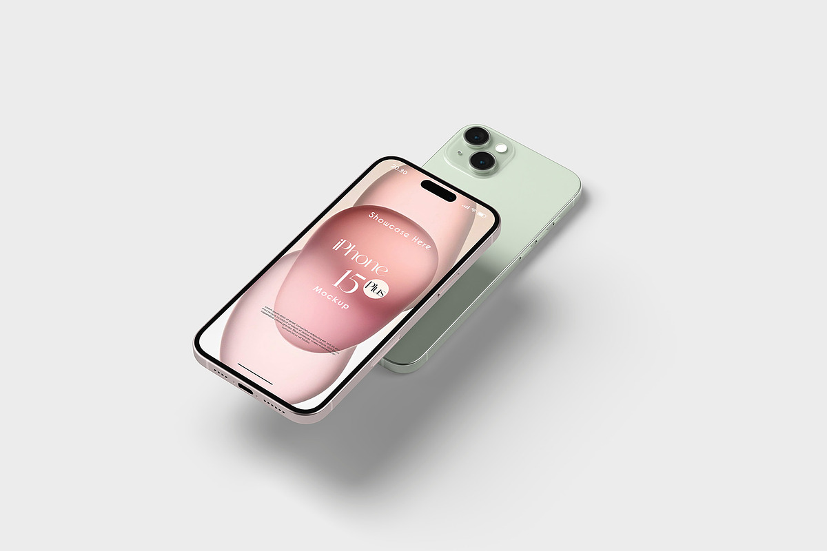 iPhone 15 Plus Mockup, an iPhone Mockup by Graphicbars (Photo 10 of 17)