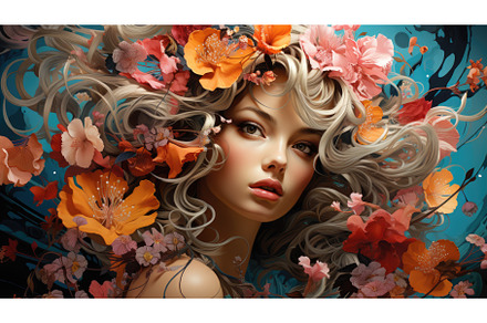 A painting of a woman with flowers, a Beauty & Fashion Photo by tilialucida