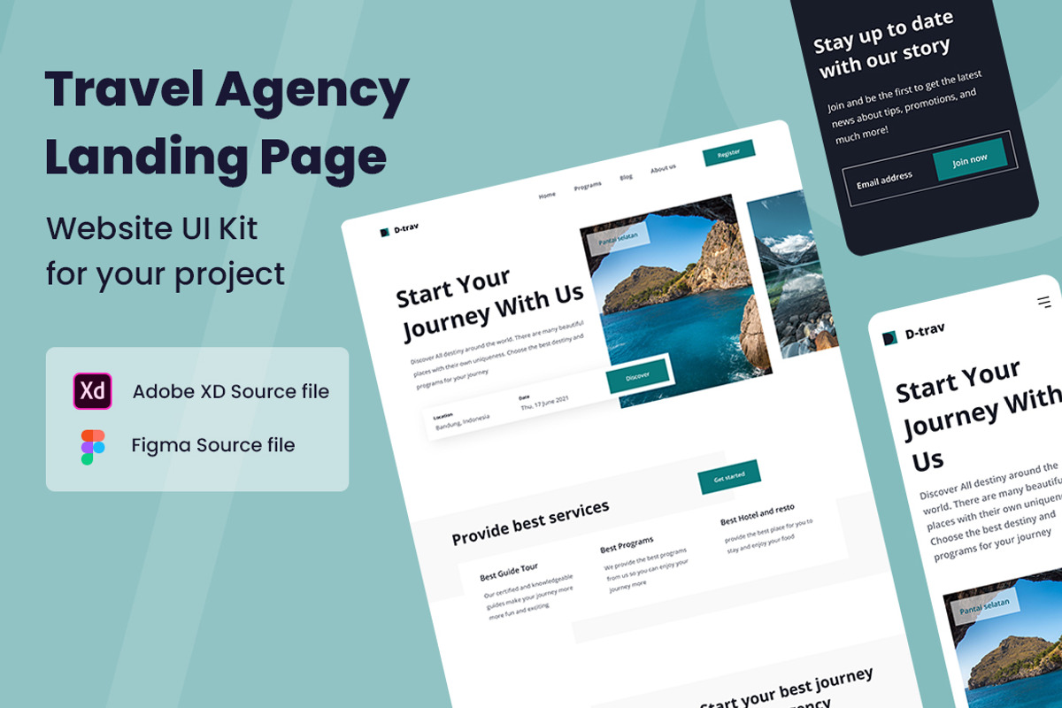 Travel Agency Website UI Kit, a Wireframe Template by INSPR STD (Photo 1 of 6)
