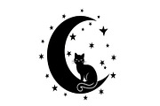 50 Cat Moon Silhouette Vector Bundle, an Illustration by jahid234 (Thumbnail 39 of 51)