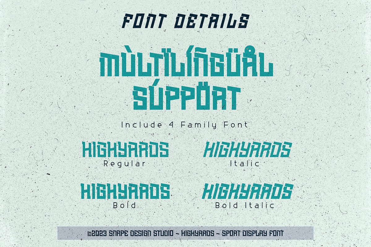 Highyards - Sport Font, a Sans Serif Font by Snape Design Studio (Photo 3 of 5)