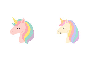 Colorful unicorn heads with playful, an Illustration by ZinetroN