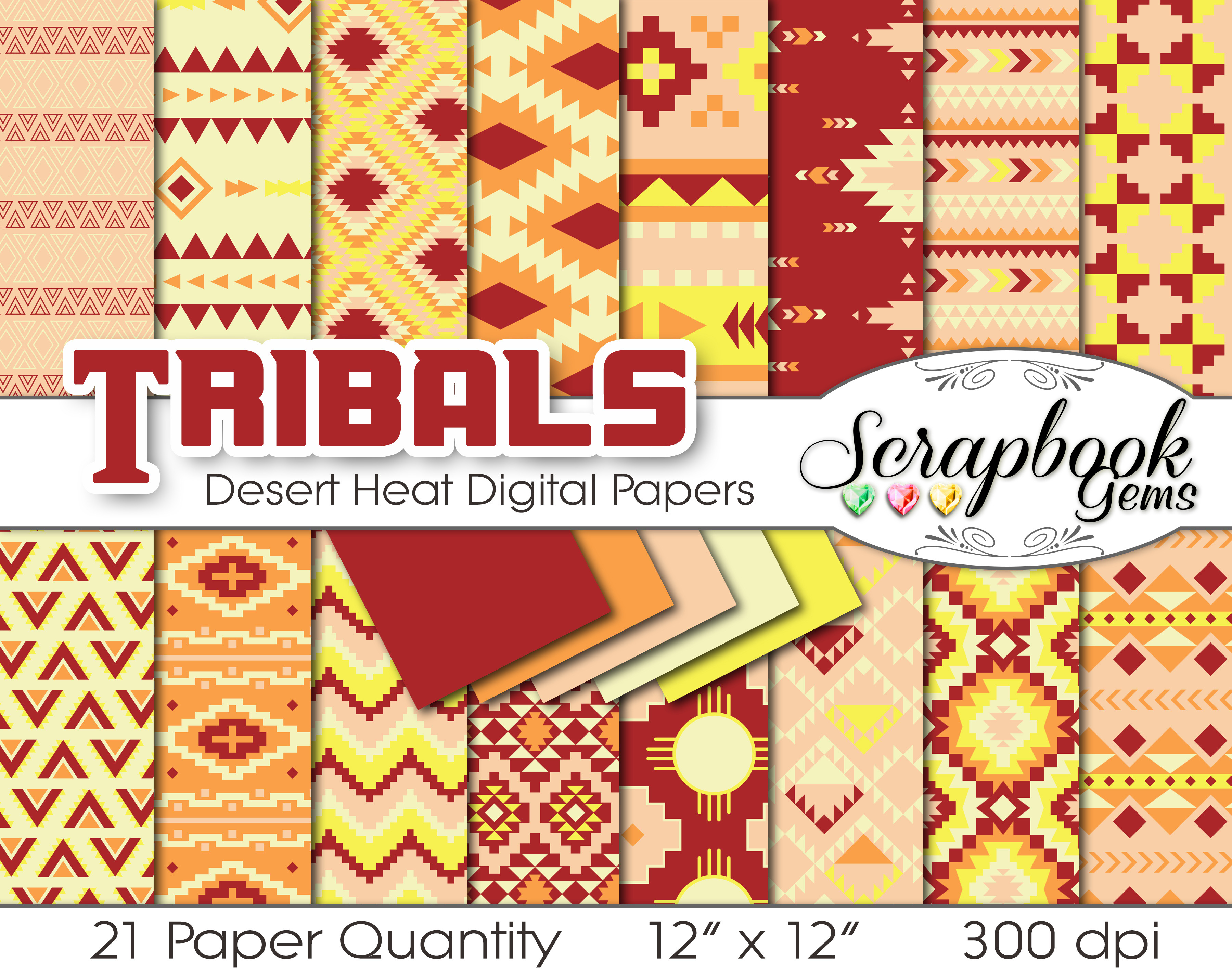 Aztec Digital Papers - Desert Heat, a Pattern Graphic by Scrapbook Gems