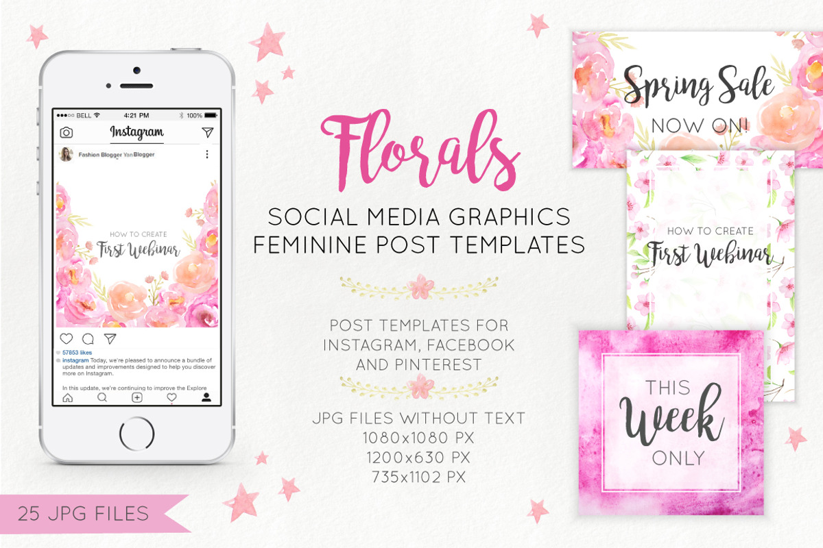 Florals Social Media Graphics, a Templates & Theme by LarysaZabrotskaya (Photo 1 of 7)