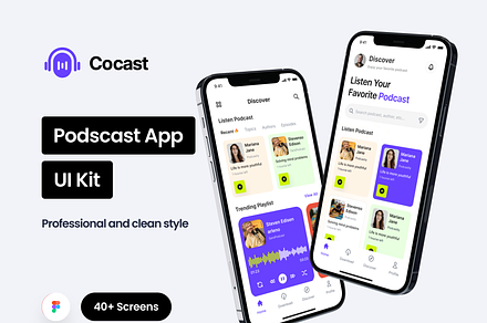 Corecast - Podcast App UI Kit, an UI Kit Template by Sans Design