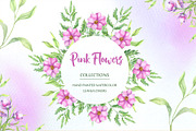 Watercolor Pink Flowers, an Illustration by Olesya Agudova (Thumbnail 1 of 8)