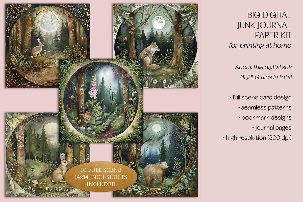 Bordered Woodlands Junk Journal Kit, a Decorative Illustration by The Dutch Lady Designs (Photo 7 of 7)