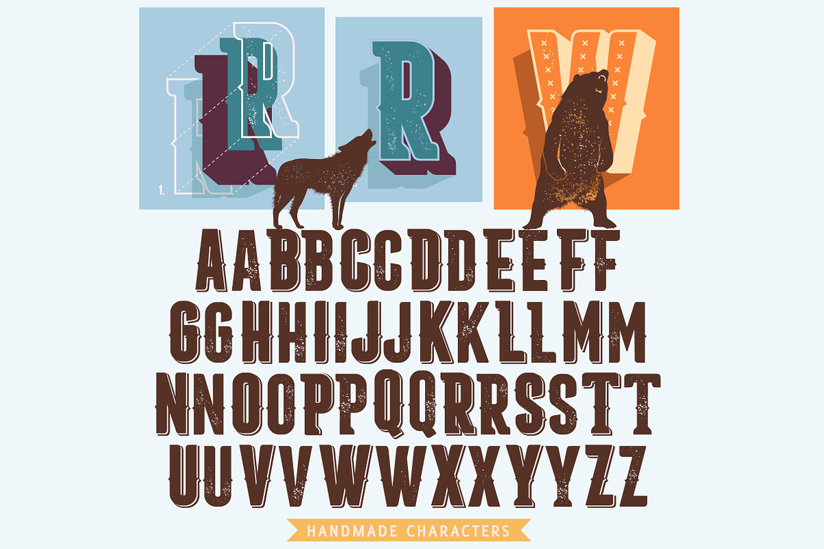 Retro alphabet - with wild animals, an Animal Illustration by Noka Studio (Photo 2 of 5)