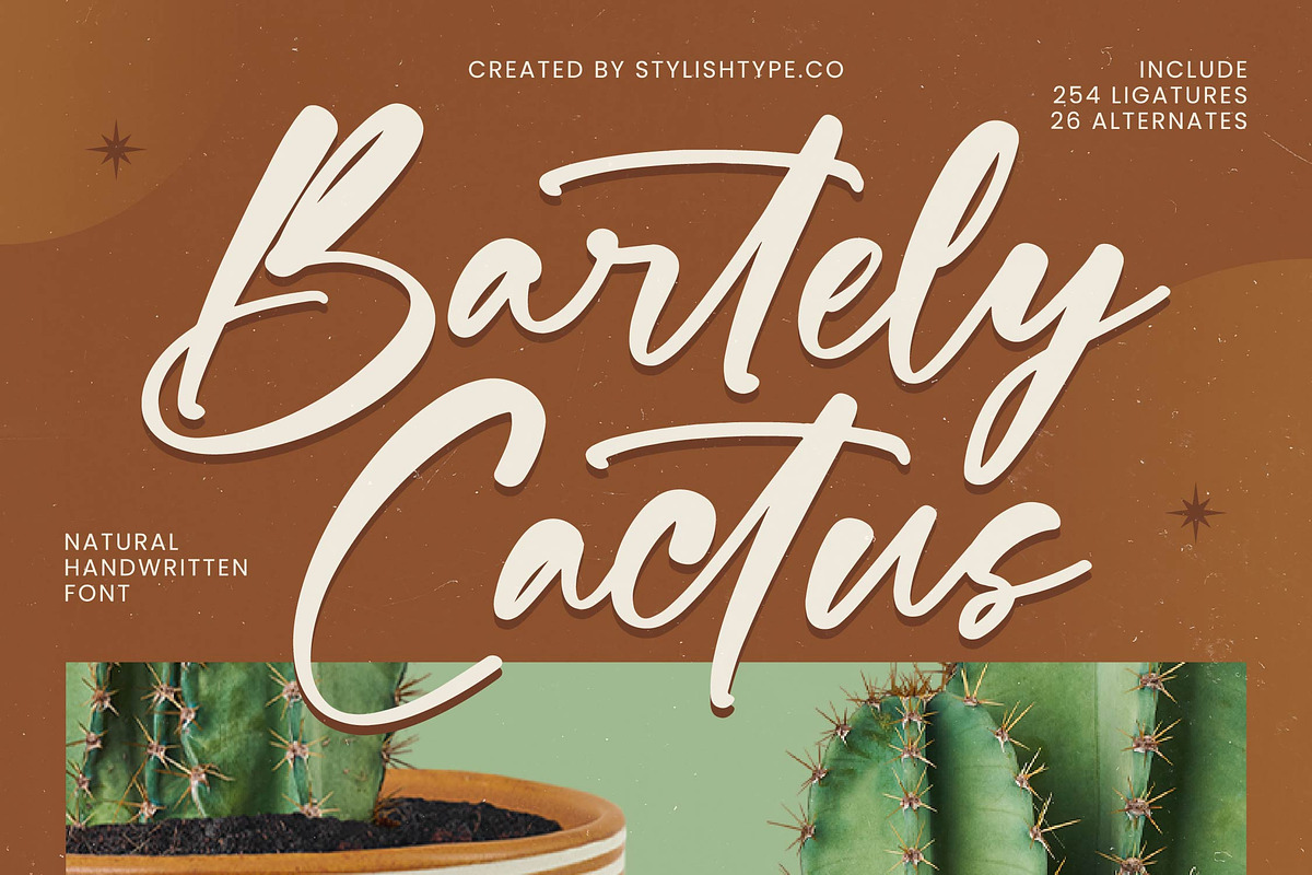 Bartely Cactus Natural Handwritten, a Script Font by stylishtype.co (Photo 1 of 20)