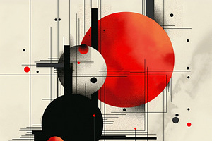 An abstract geometric artwork featuring bold circles and lines i, a Decorative Illustration by ImageMir