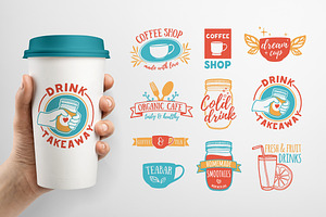 Set of Cafe badges, labels & logos