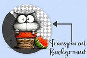 Summer Cat Enjoy Watermelon Clipart, a Seasonal Illustration by Canvas Craft (Thumbnail 2 of 7)
