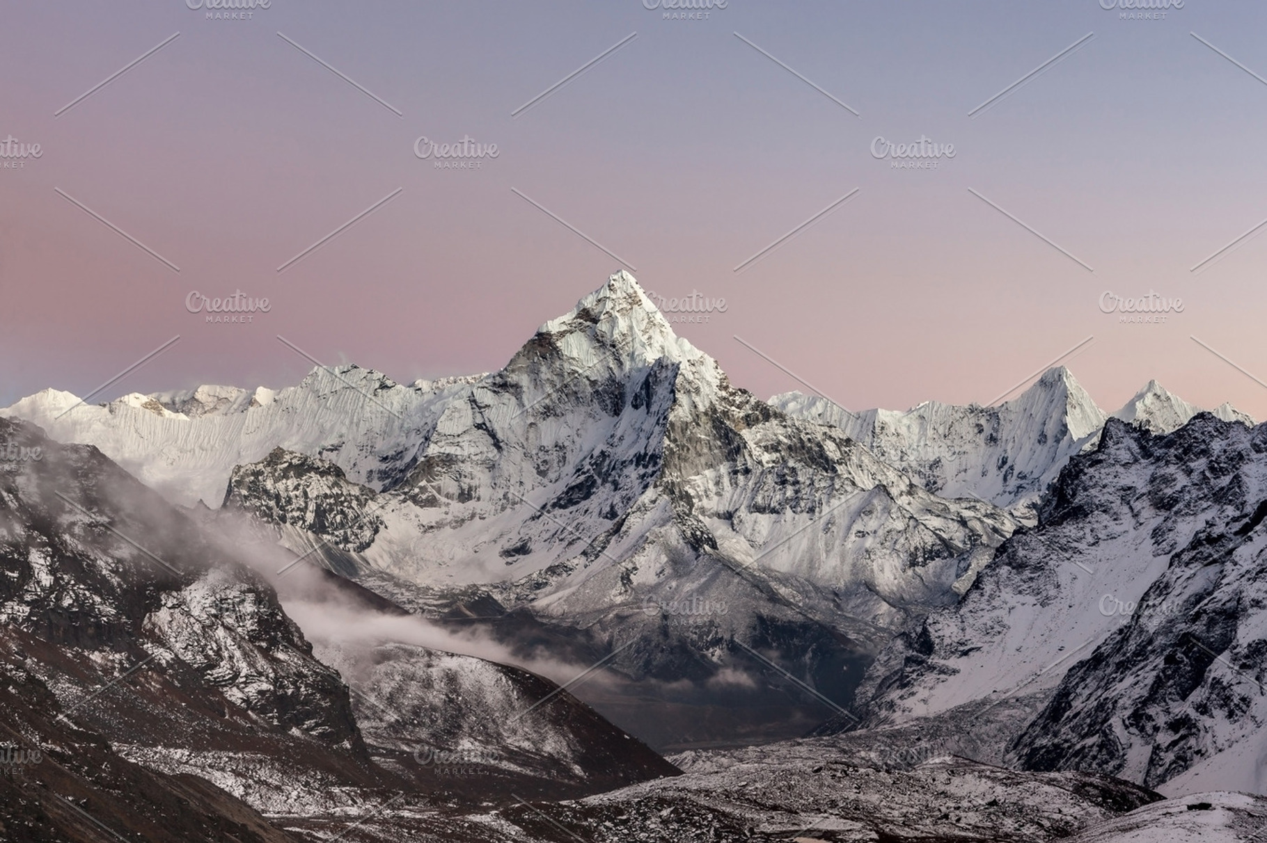Sunset over mt. Ama Dablam. Nepal., a Nature Photo by Eugene Ga
