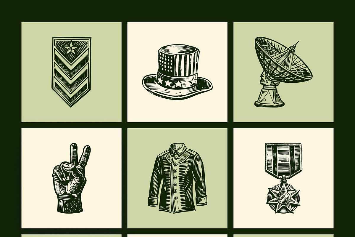 Vintage Military Art Set, an Object Illustration by Prosymbols (Photo 10 of 10)