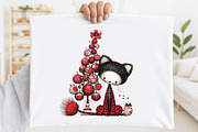 Whimsical Christmas Cat Clipart Bund, an Animal Illustration by SVGArt (Thumbnail 6 of 9)