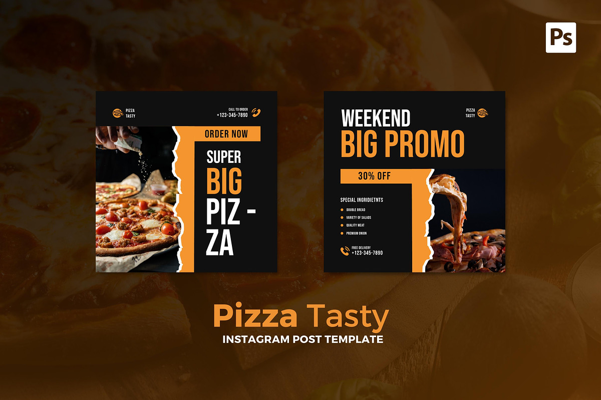 Pizza Tasty Instagram Post, a Social Media Template by CavenArt (Photo 2 of 5)