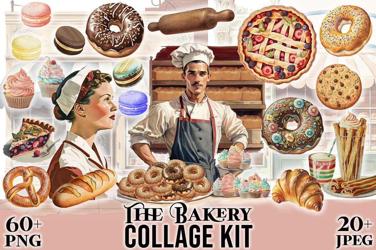 The Bakery- Vintage Mini Collage Kit, a Graphic by Craftsy Crafters (Photo 1 of 6)