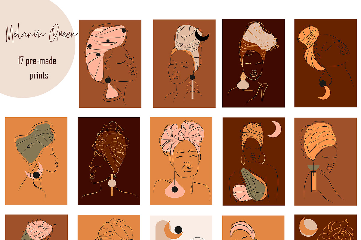LINE ART COLLECTION MELANIN QUEEN, an Illustration by ArtOLB (Photo 5 of 9)