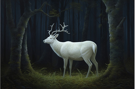 White deer in forest. Generate Ai, an Animal Photo by Ylivdesign