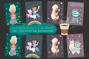 Donuts & Coffee. Graphic Set