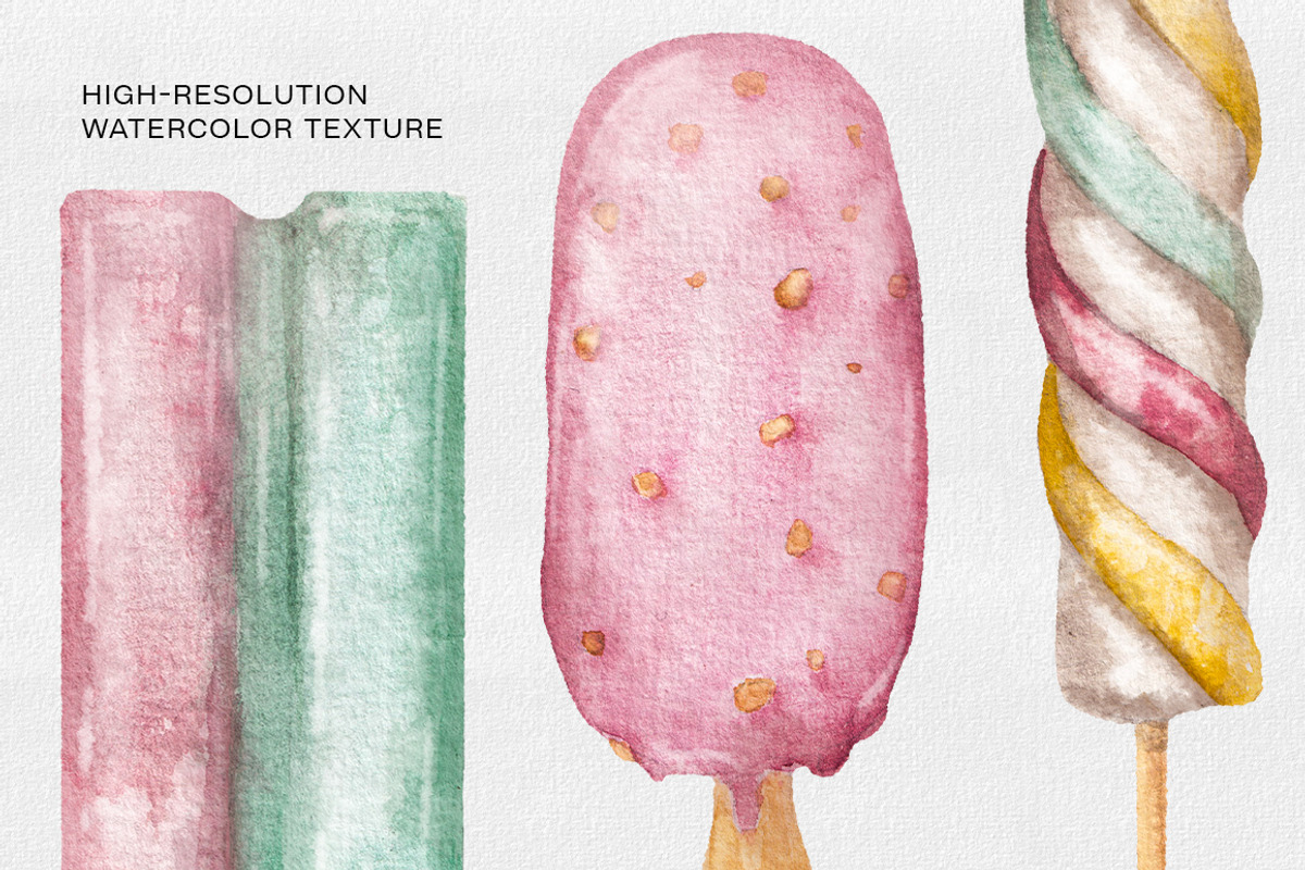 Watercolor & Line Art Ice Cream Set, a Food Illustration by Garden in frame (Photo 3 of 8)