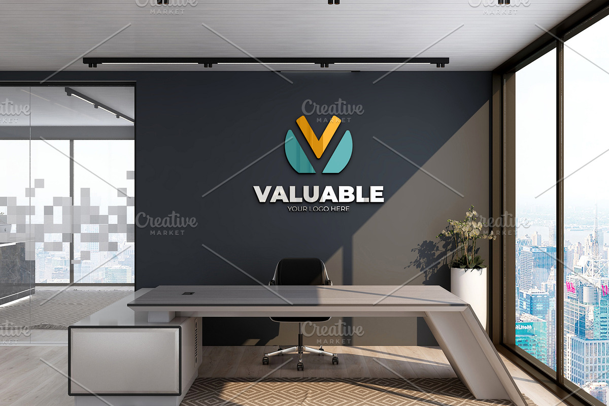 PSD Office Desk Room Wall Mockup, a Product Mockup by Ayy (Photo 7 of 16)