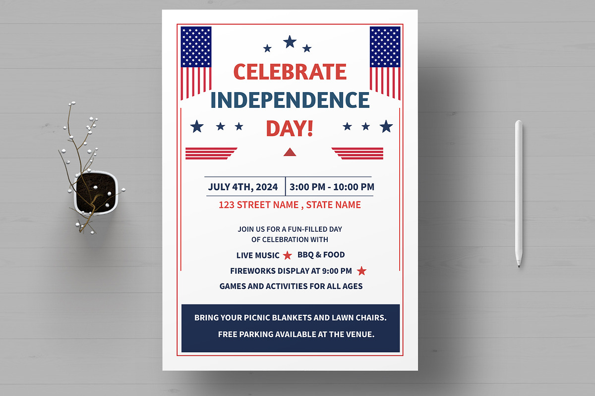 Fourth Of July Flyer Template, a Flyer Template by MightyDesign (Photo 1 of 8)